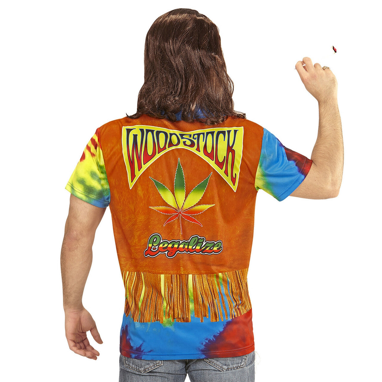 Op deze afbeelding zie je een Kostuums, van het merk Widmann. T-Shirt Easy Rider Hippie Man