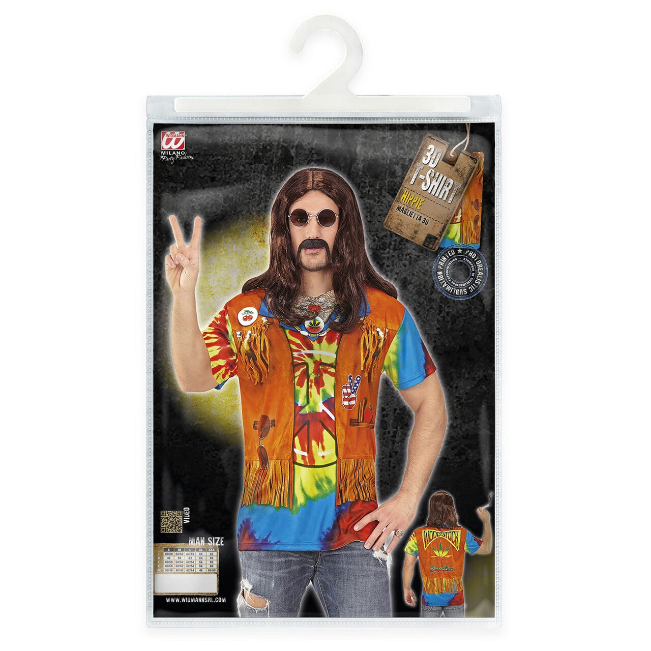 Op deze afbeelding zie je een Kostuums, van het merk Widmann. T-Shirt Easy Rider Hippie Man