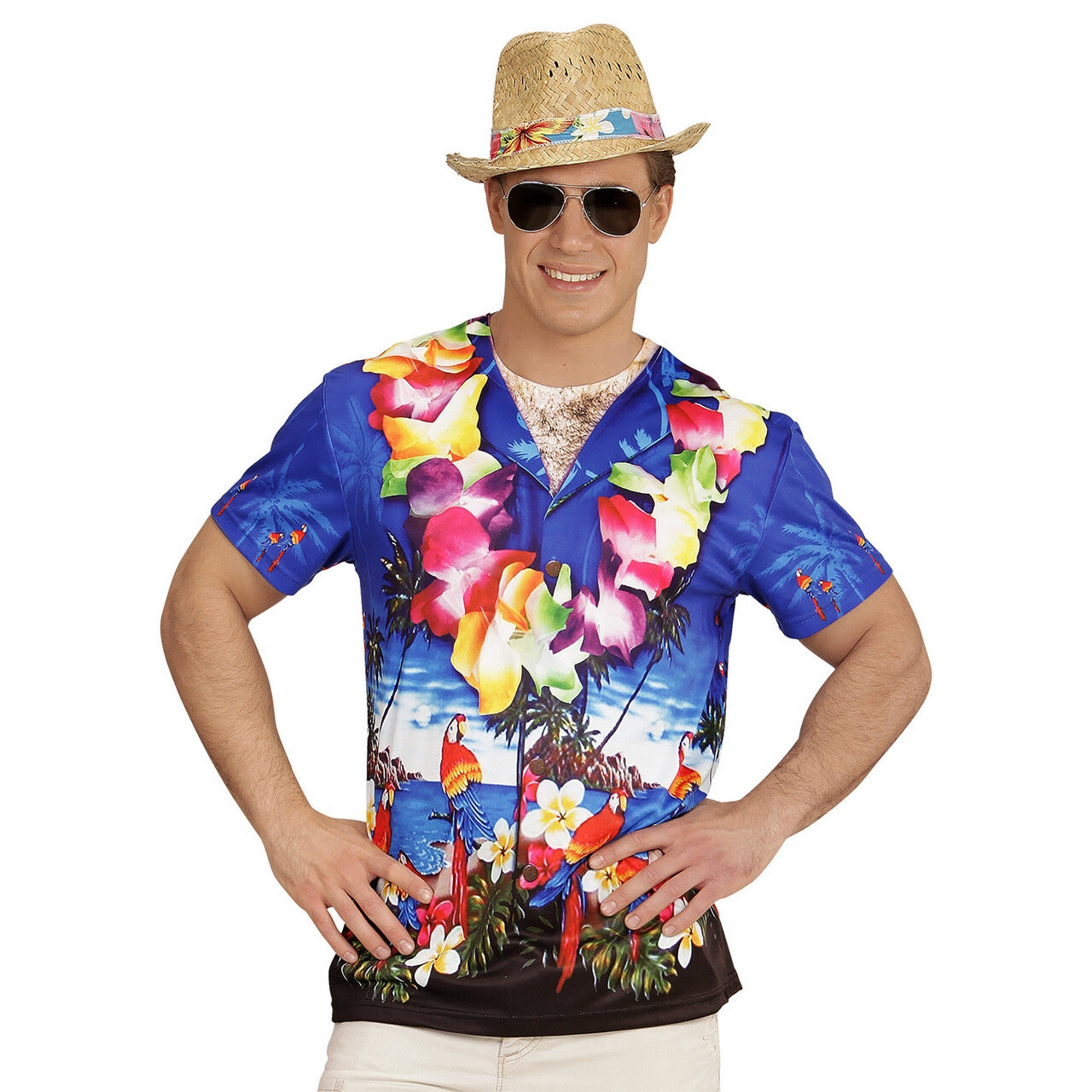 Op deze afbeelding zie je een Kostuums, van het merk Widmann. T-Shirt Honolulu Man