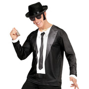 Op deze afbeelding zie je een Kostuums, van het merk Widmann. T-Shirt Lange Mouwen Blues Brother Man