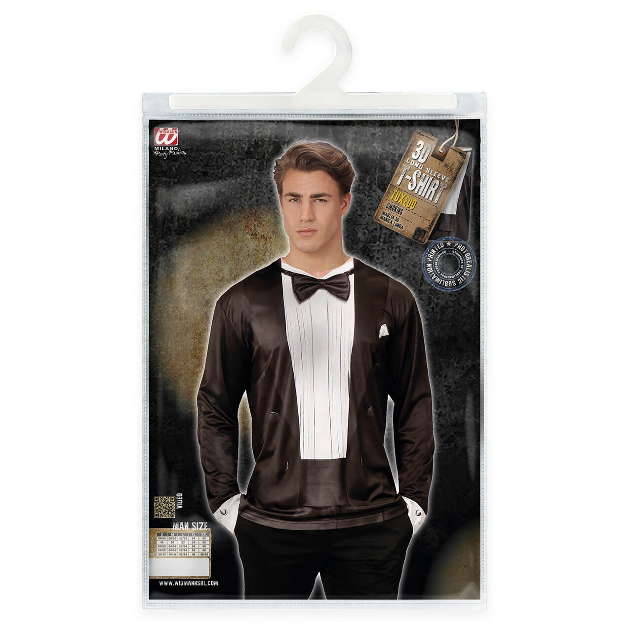 Op deze afbeelding zie je een Kostuums, van het merk Widmann. T-Shirt Lange Mouwen Smoking Man