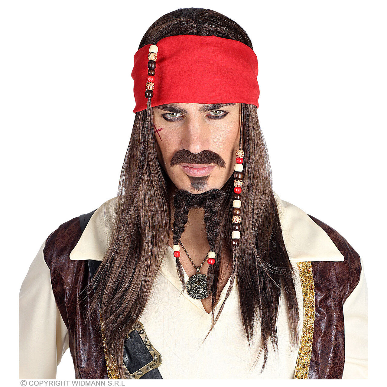 Op deze afbeelding zie je een Accessoires, van het merk Widmann. Piraten Set Pruik, Baard, Sik En Bandana