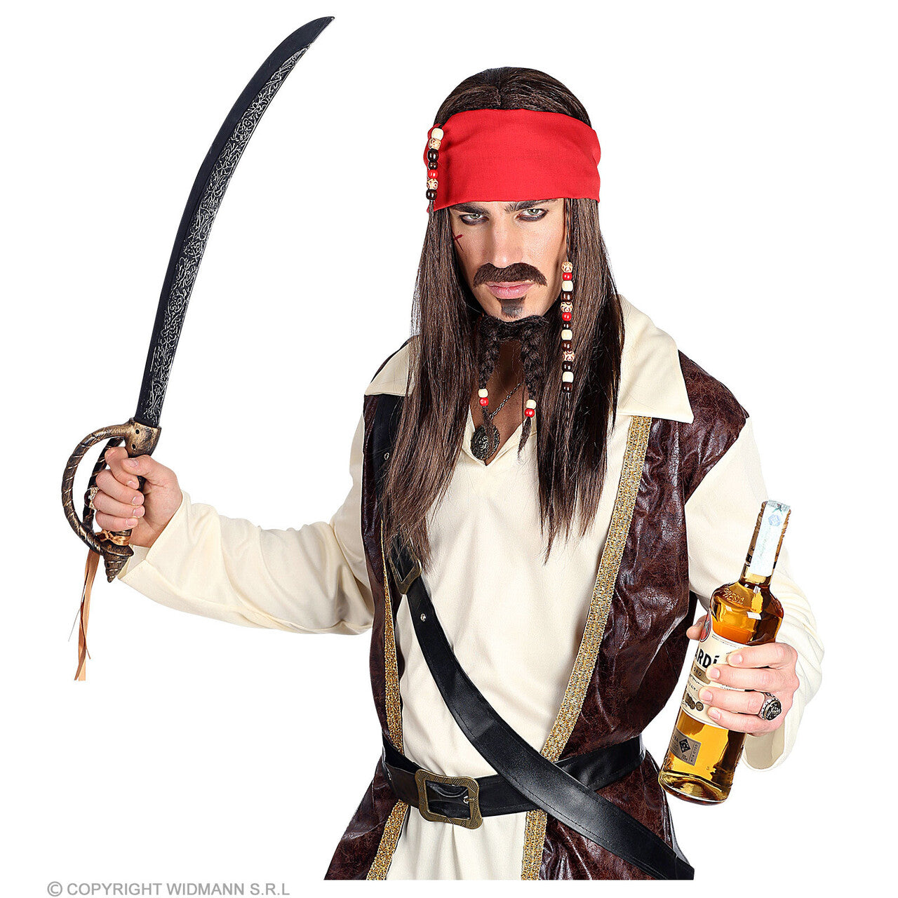 Op deze afbeelding zie je een Accessoires, van het merk Widmann. Piraten Set Pruik, Baard, Sik En Bandana