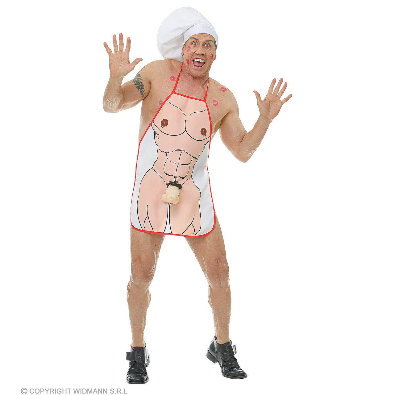 Op deze afbeelding zie je een Accessoires, van het merk Widmann. Gespierde Kok Schort Met Aanhangsel