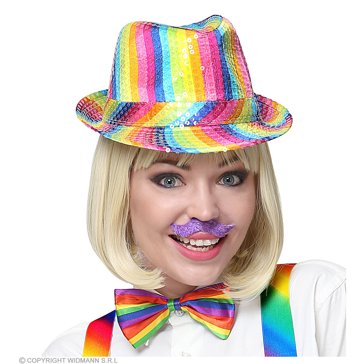 Op deze afbeelding zie je een Accessoires, van het merk Widmann. Set Met 5 Felgekleurde Snorren