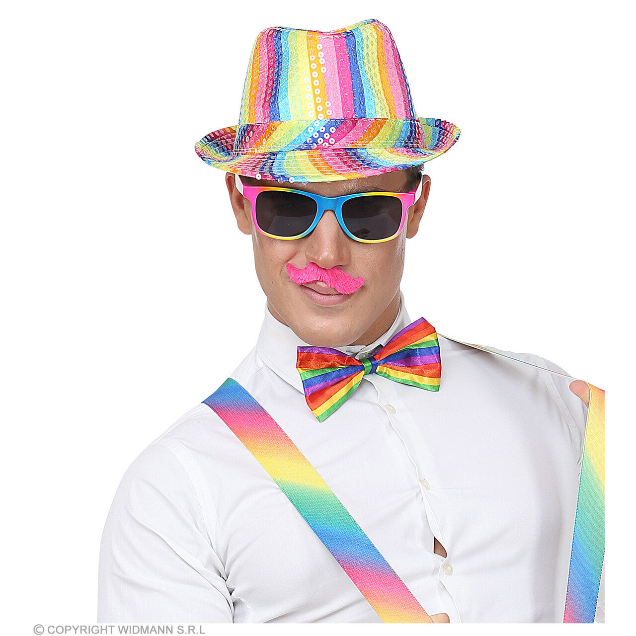 Op deze afbeelding zie je een Accessoires, van het merk Widmann. Set Met 5 Felgekleurde Snorren