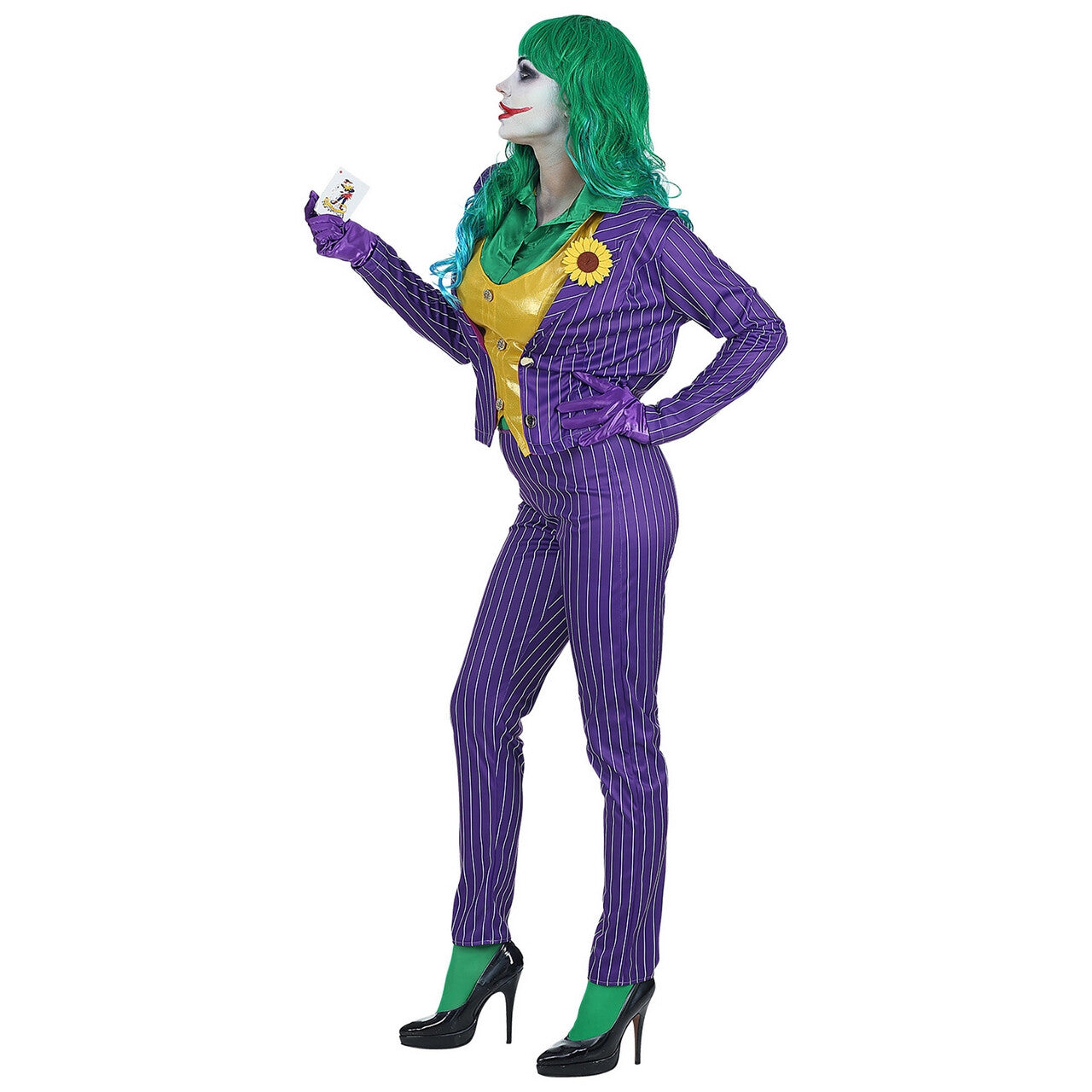 Op deze afbeelding zie je een Kostuums, van het merk Widmann. Zwaar Gestoorde Joker Batman Vrouw Kostuum