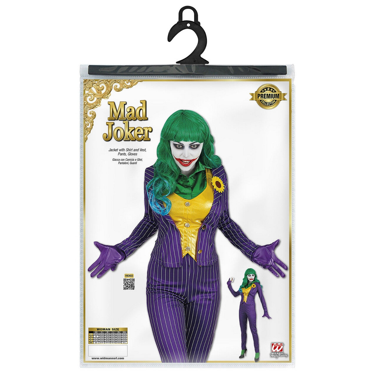 Op deze afbeelding zie je een Kostuums, van het merk Widmann. Zwaar Gestoorde Joker Batman Vrouw Kostuum