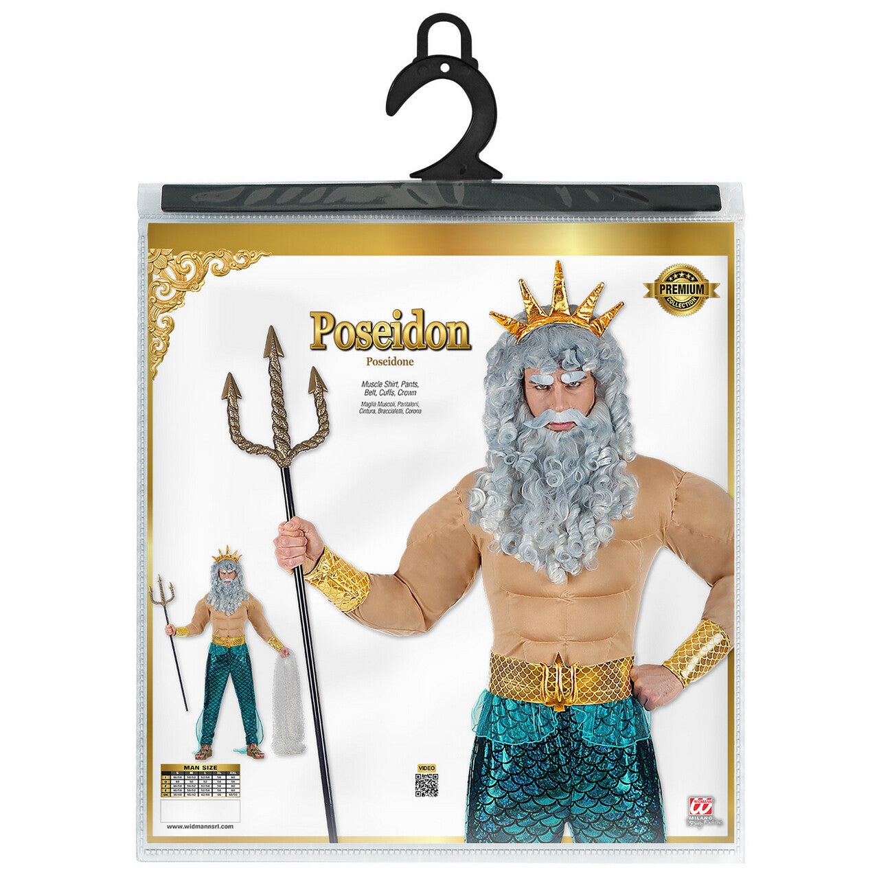 Op deze afbeelding zie je een Kostuums, van het merk Widmann. Poseidon Heerser Van De Middellandse Zee Man Kostuum