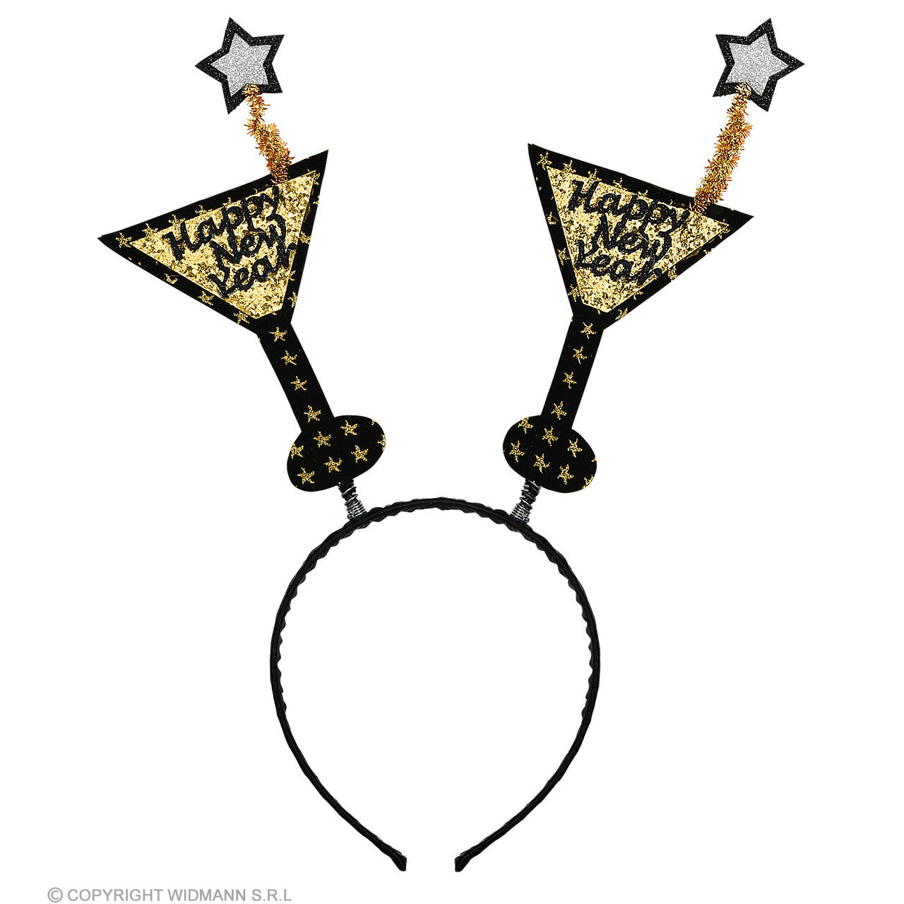 Op deze afbeelding zie je een Accessoires, van het merk Widmann. Happy New Year Bopper Haarband Goud