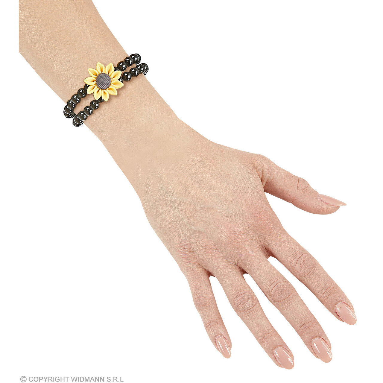 Op deze afbeelding zie je een Accessoires, van het merk Widmann. Kralenarmband Hippie Met Zonnebloem