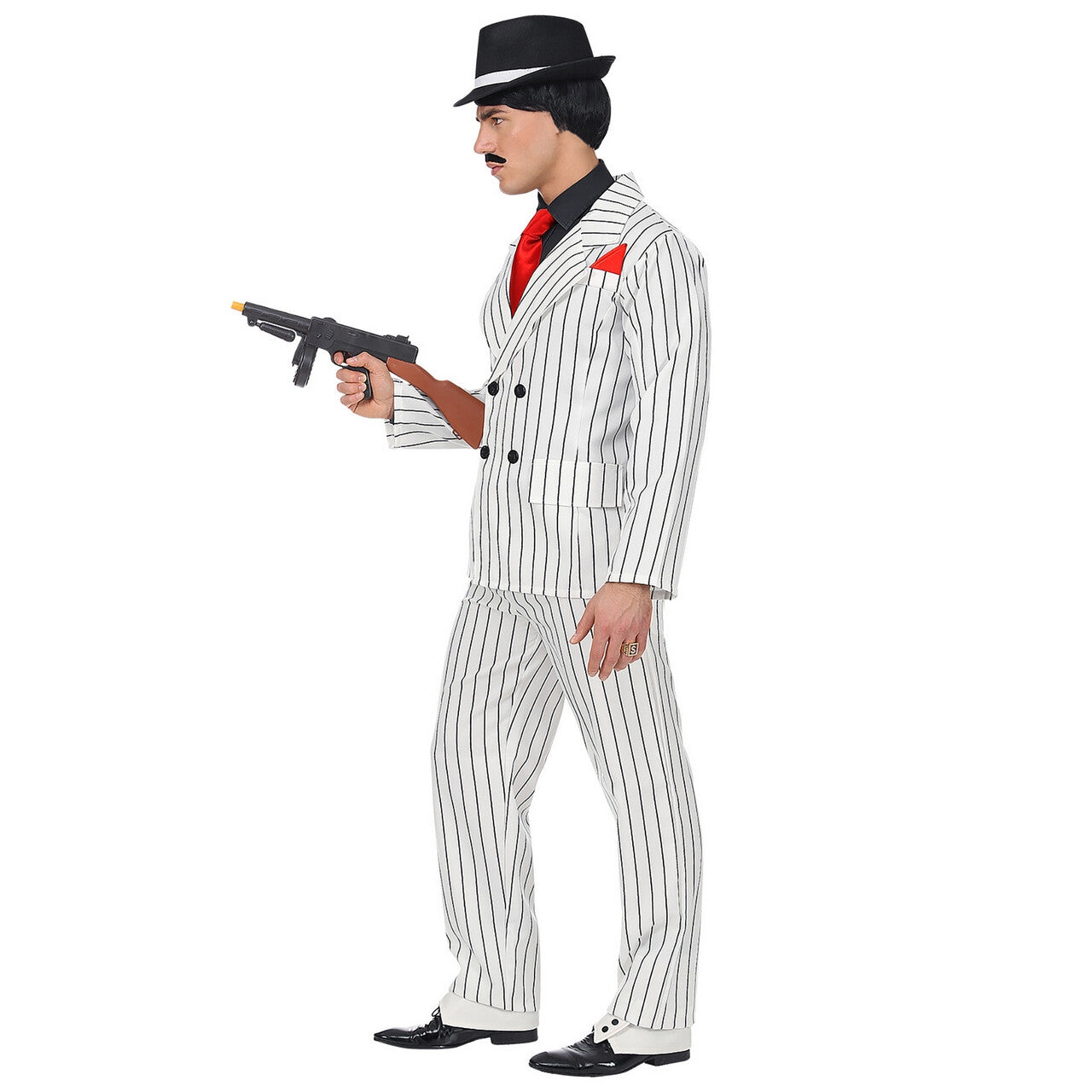 Op deze afbeelding zie je een Kostuums, van het merk Widmann. Omgekeerde Krijtstreep Gangster Man Kostuum