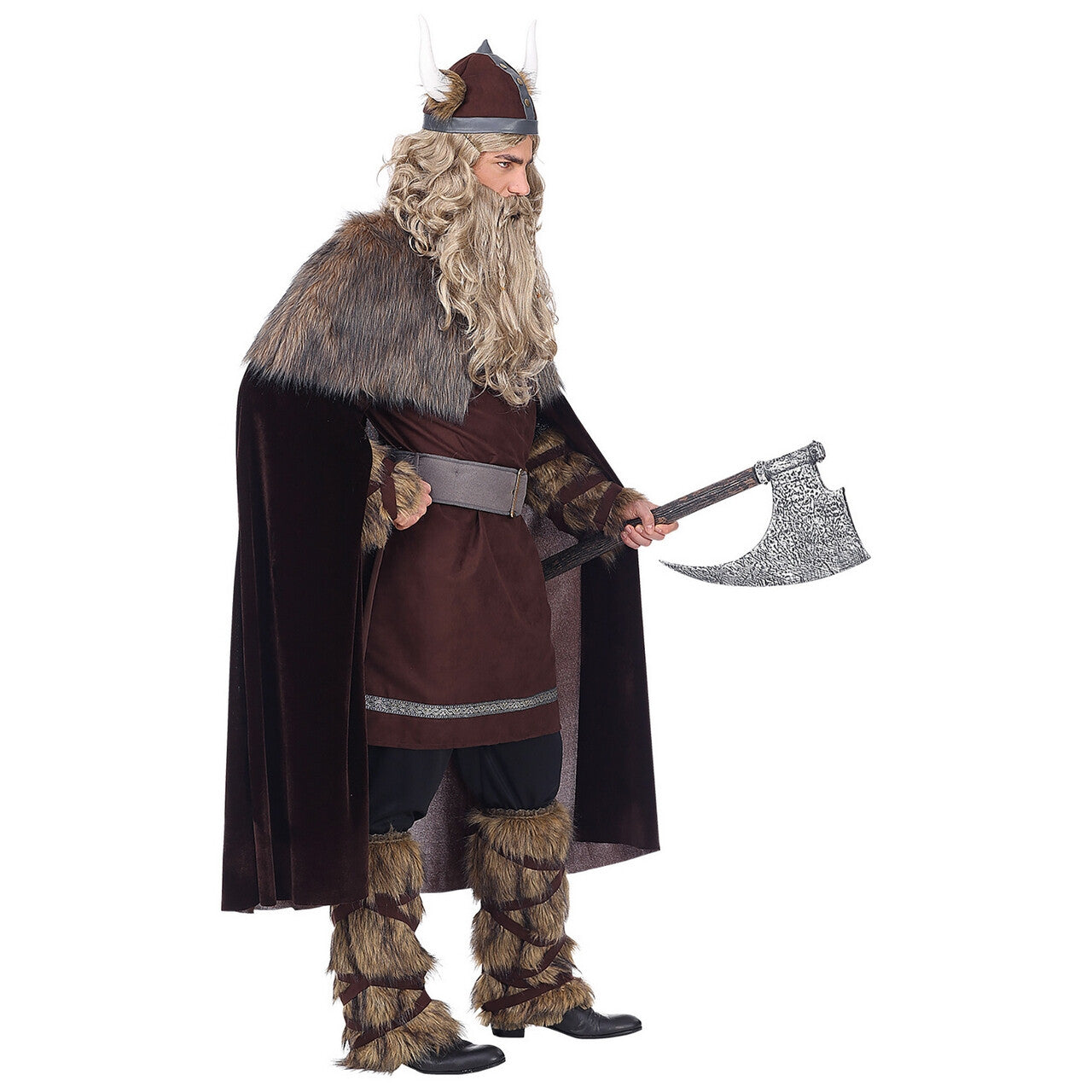 Op deze afbeelding zie je een Kostuums, van het merk Widmann. Barbaarse Middeleeuwse Viking Cape Met Bont Man