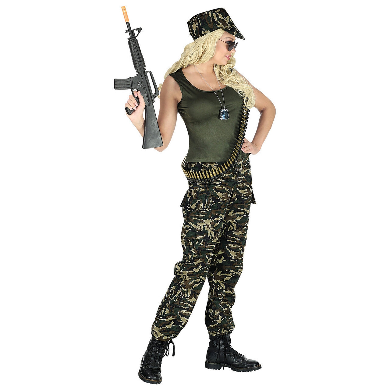 Op deze afbeelding zie je een Kostuums, van het merk Widmann. Last Woman Standing Soldate Vrouw Kostuum