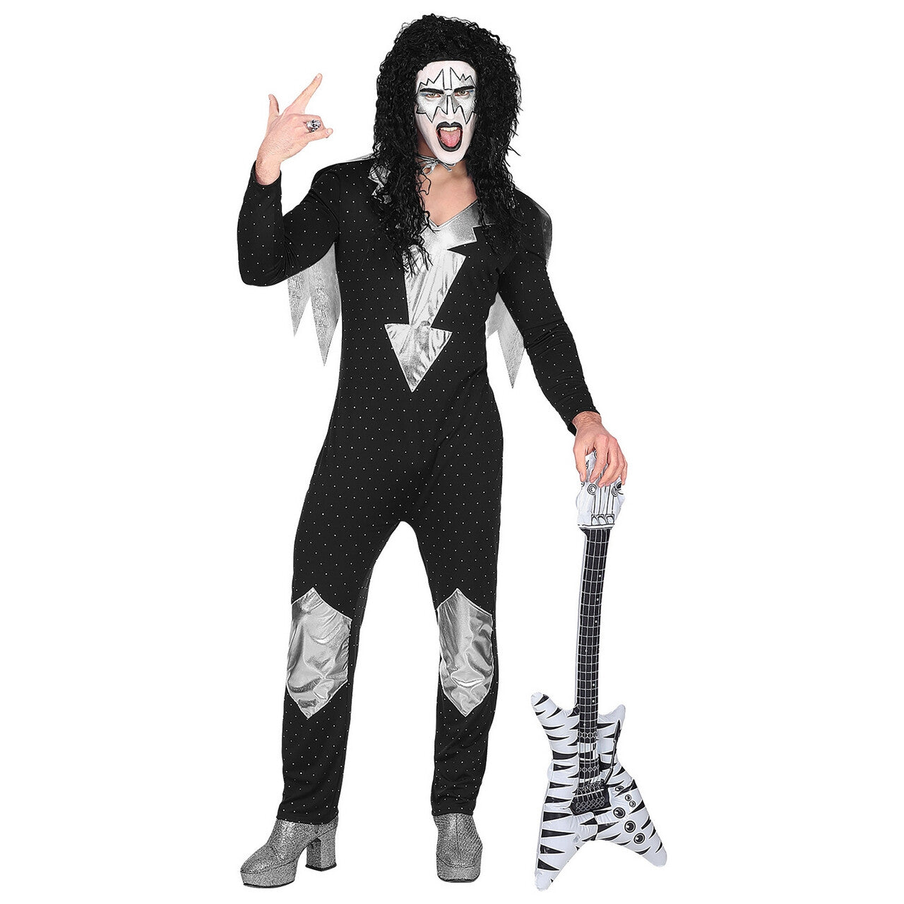 Op deze afbeelding zie je een Kostuums, van het merk Widmann. Heavy Metal Rock Star Kiss Man Kostuum