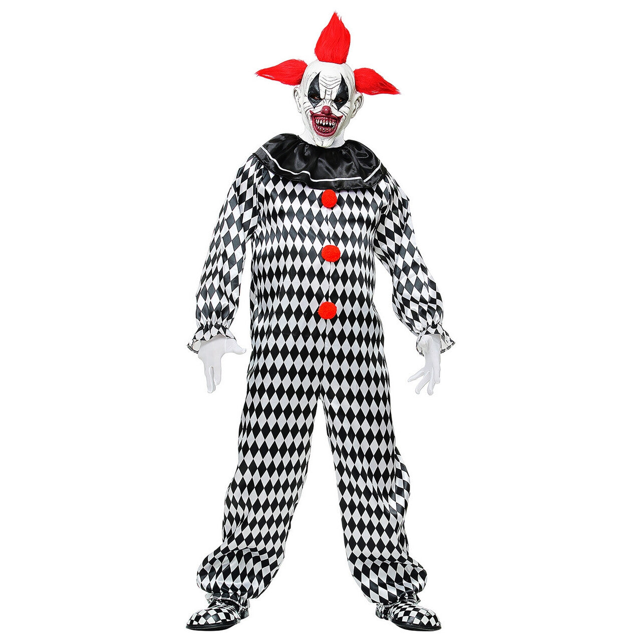 Op deze afbeelding zie je een Kostuums, van het merk Widmann. Knettergekke Harlekijn Nar Man Kostuum
