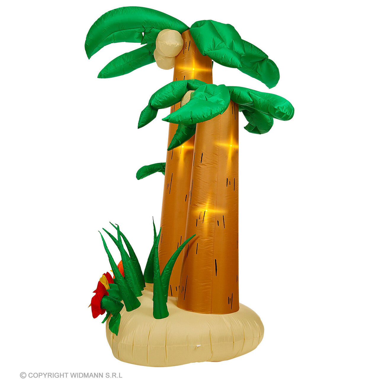 Op deze afbeelding zie je een Accessoires, van het merk Widmann. Drie Opblaasbare Tropische Palmbomen 240 Centimeter