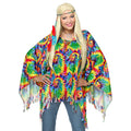 Hippie Poncho Wild Patroon Met Hoofdband Vrouw Kostuum