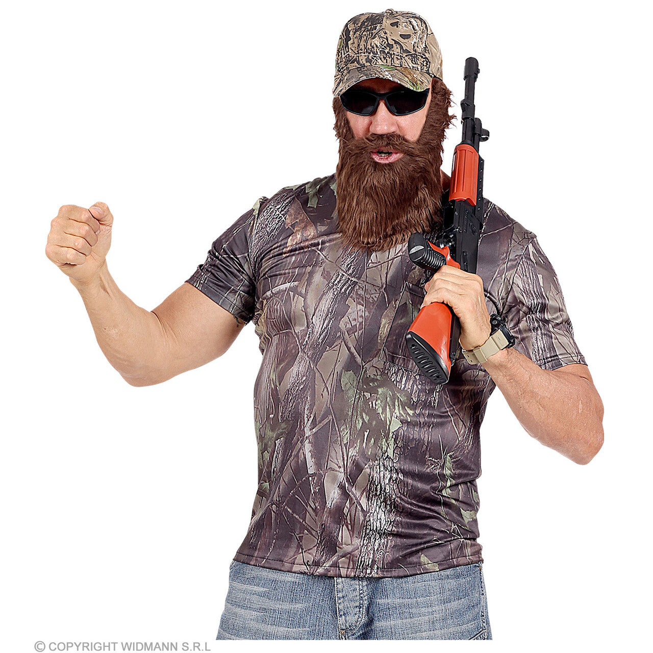 Op deze afbeelding zie je een Kostuums, van het merk Widmann. Camouflage Shirt Jager Canada Met Cap Man