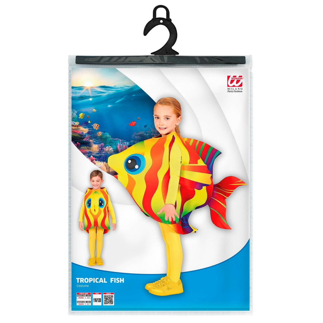 Op deze afbeelding zie je een Kostuums, van het merk Widmann. Tropische Aquarium Vis Kind Kostuum