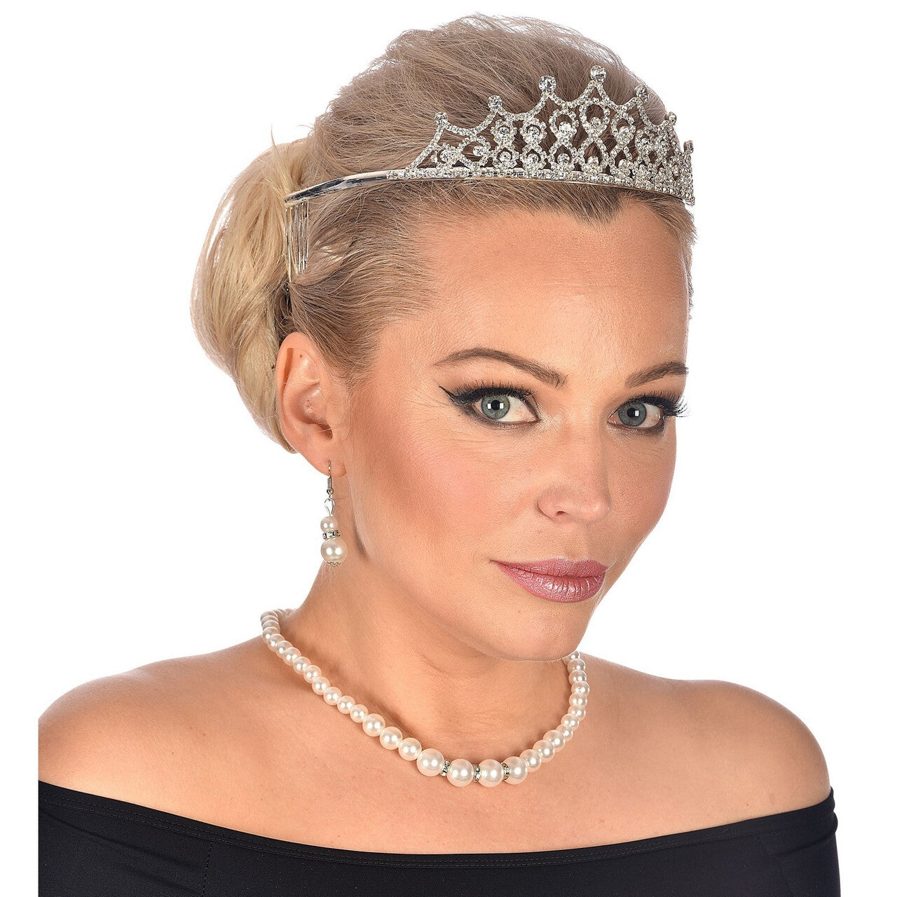 Op deze afbeelding zie je een Accessoires, van het merk Widmann. Koninklijke Tiara Strass Steentjes Amalia