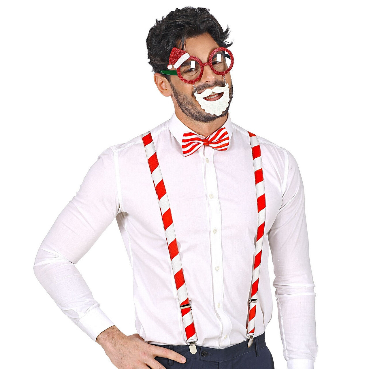 Op deze afbeelding zie je een Accessoires, van het merk Widmann. Grappige Zuurstok Kerstman Set