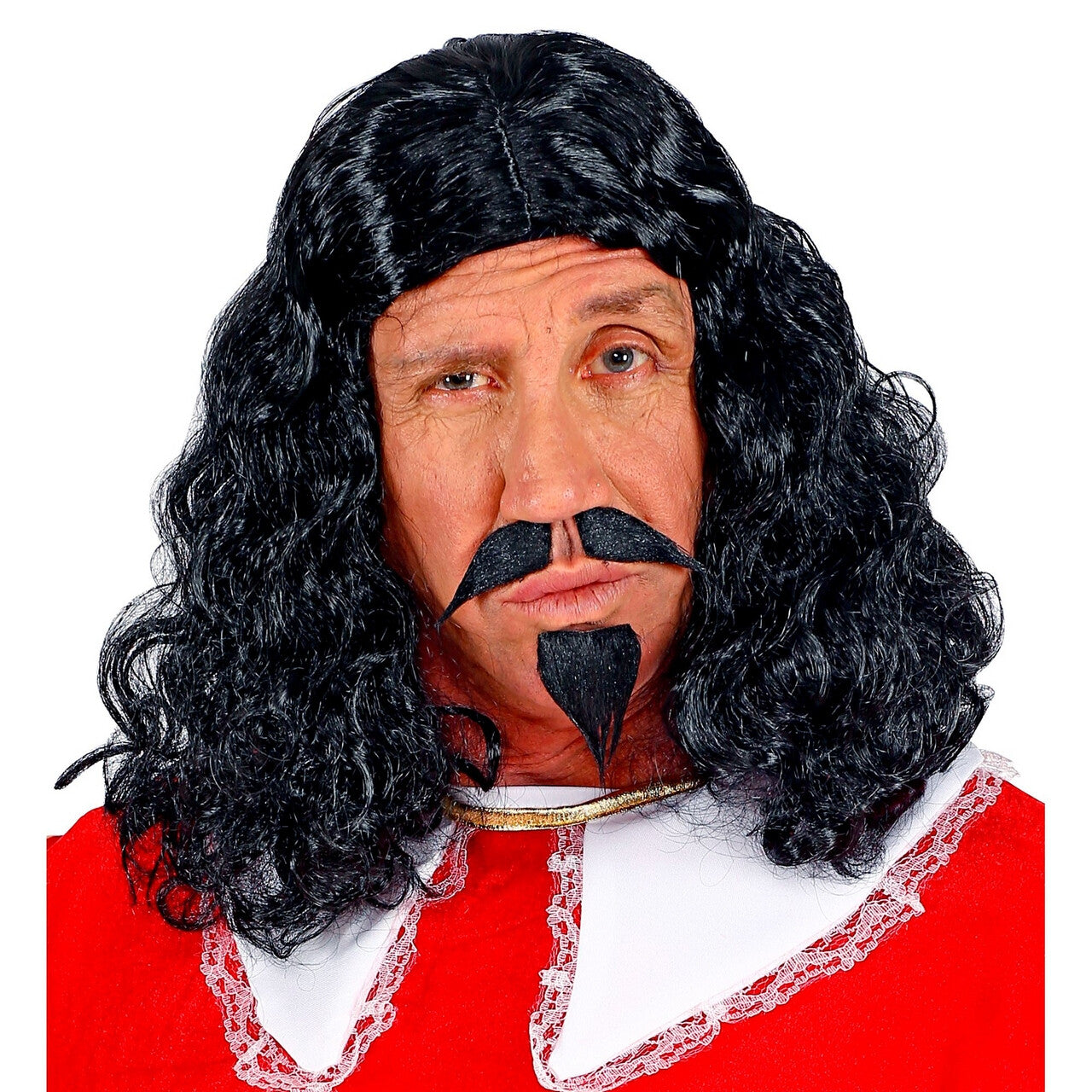 Op deze afbeelding zie je een Accessoires, van het merk Widmann. Pruik Musketier Met Snor En Sikje