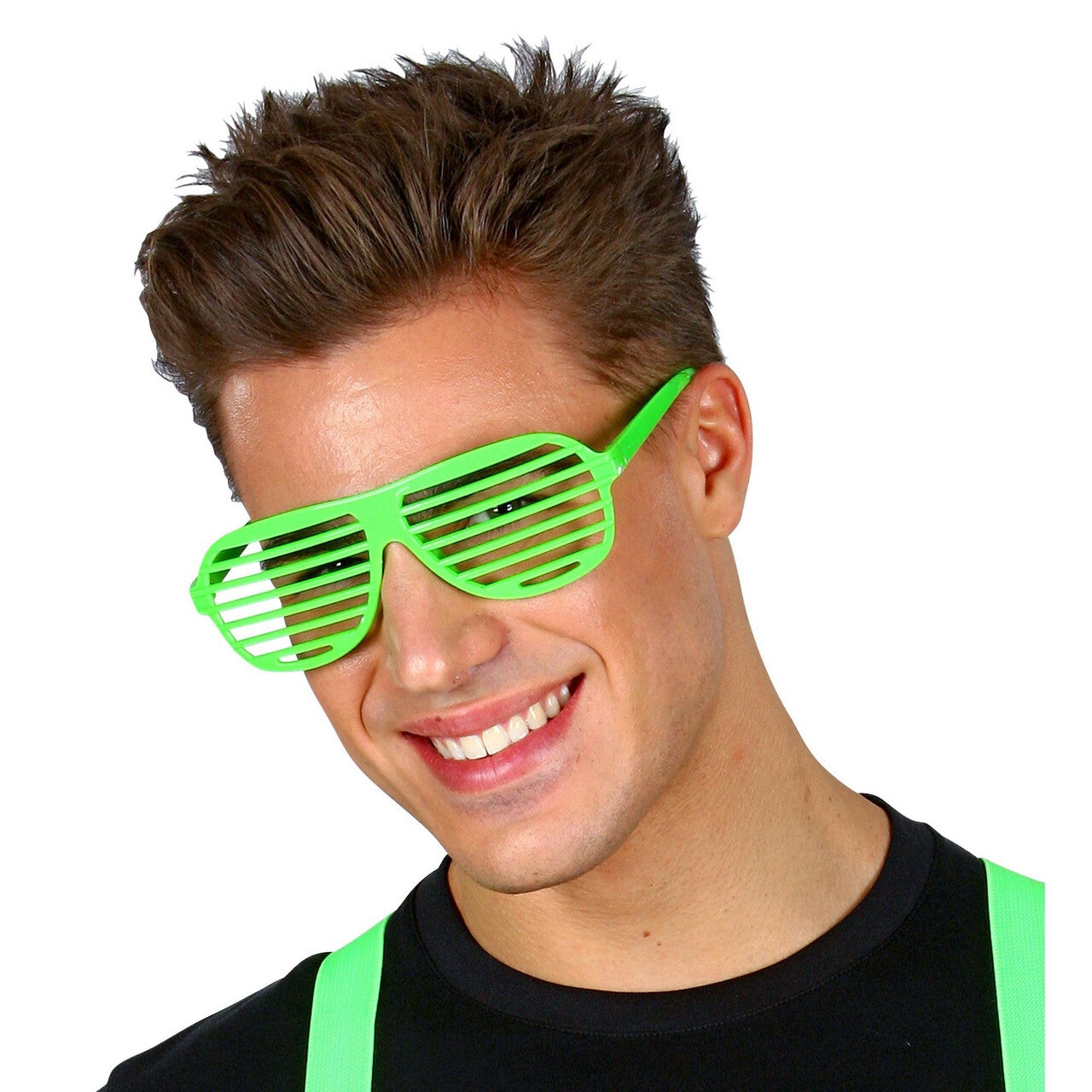 Op deze afbeelding zie je een Accessoires, van het merk Widmann. Tralie Bril Neon Groen