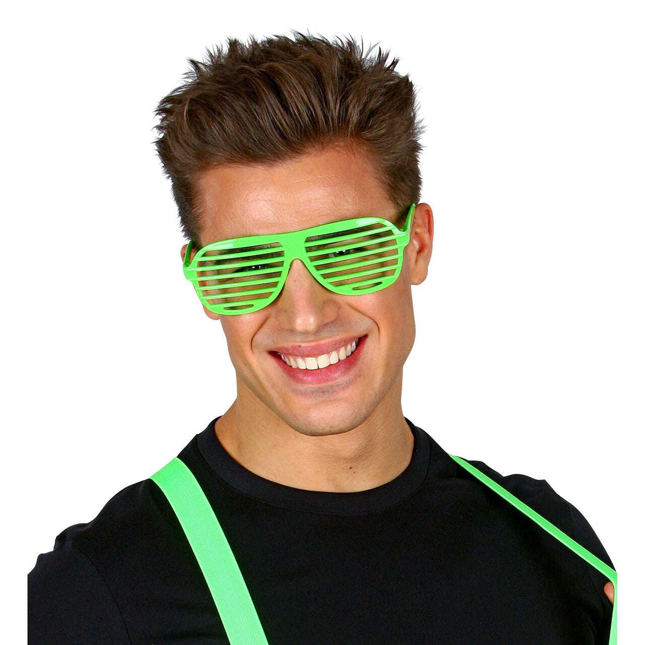 Op deze afbeelding zie je een Accessoires, van het merk Widmann. Tralie Bril Neon Groen