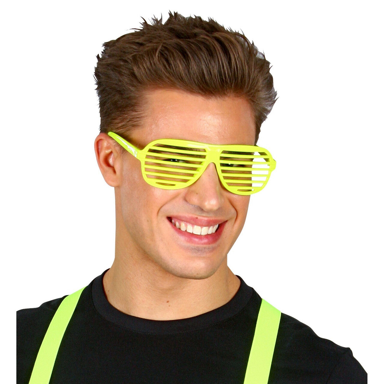 Op deze afbeelding zie je een Accessoires, van het merk Widmann. Tralie Bril Neon Geel
