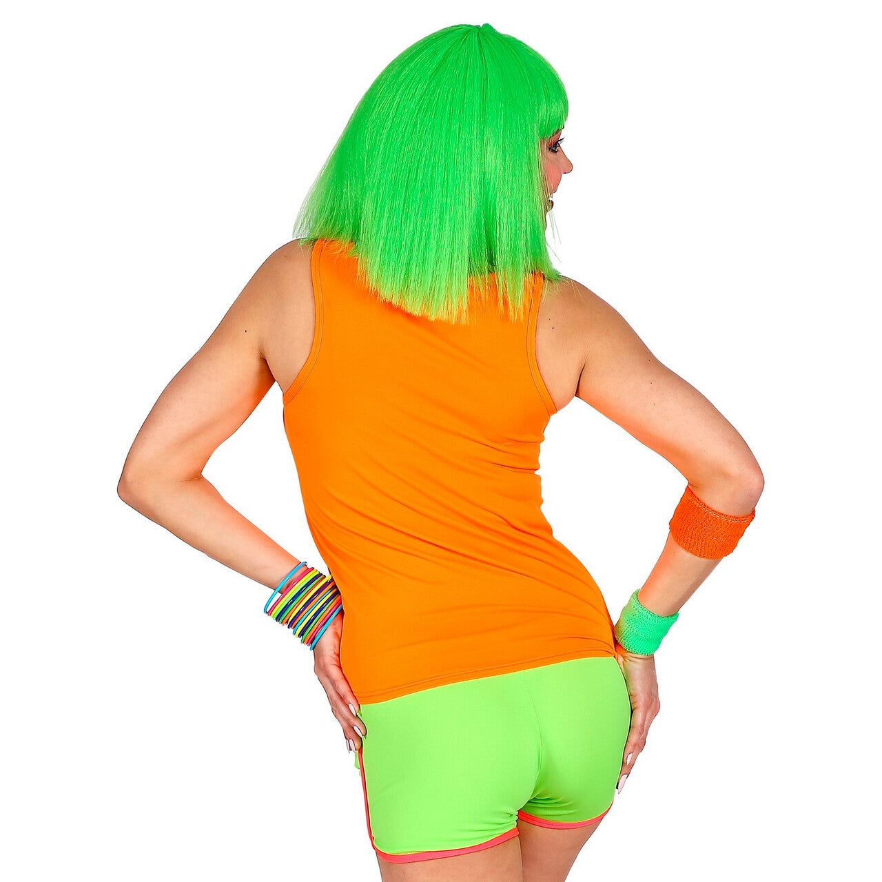 Op deze afbeelding zie je een Kostuums, van het merk Widmann. Sportieve Hotpants Neon Groen Vrouw