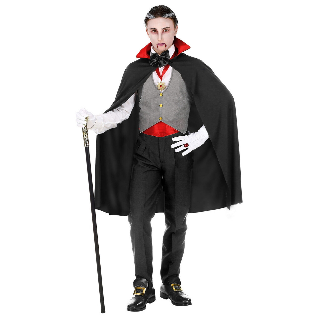 Op deze afbeelding zie je een Kostuums, van het merk Widmann. Gave Graaf Dracula Vampier Jongen Kostuum