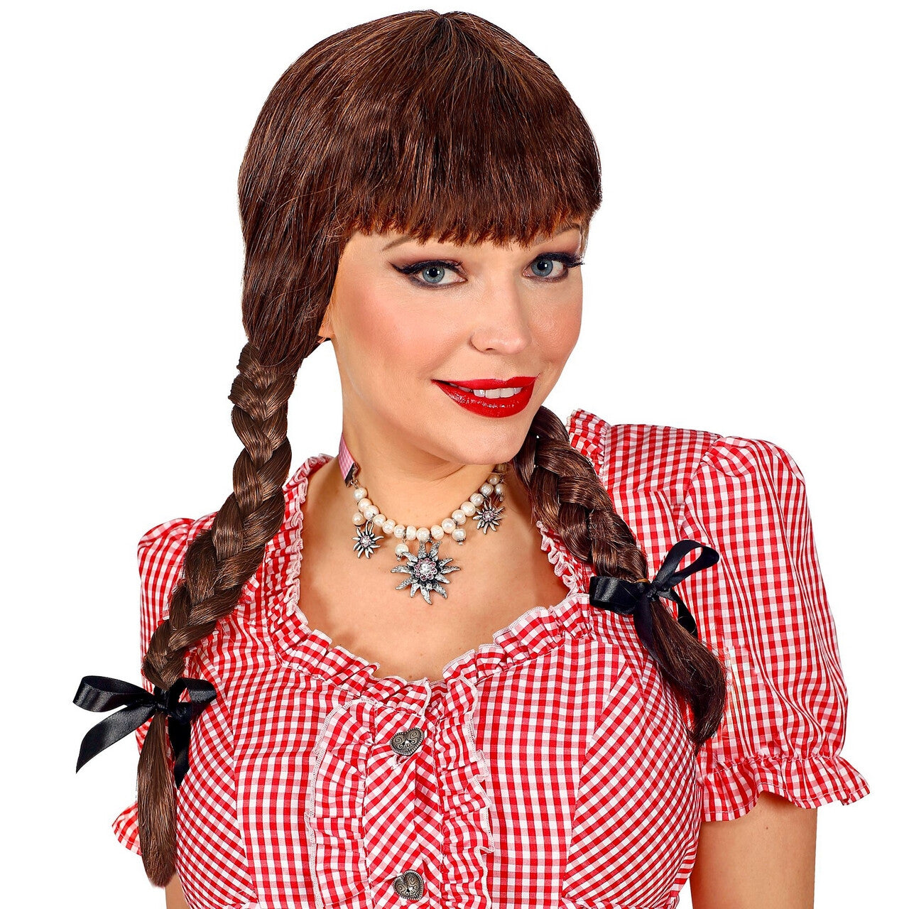 Op deze afbeelding zie je een Accessoires, van het merk Widmann. Pruik Alpenmeisje Bierfeest Bruin