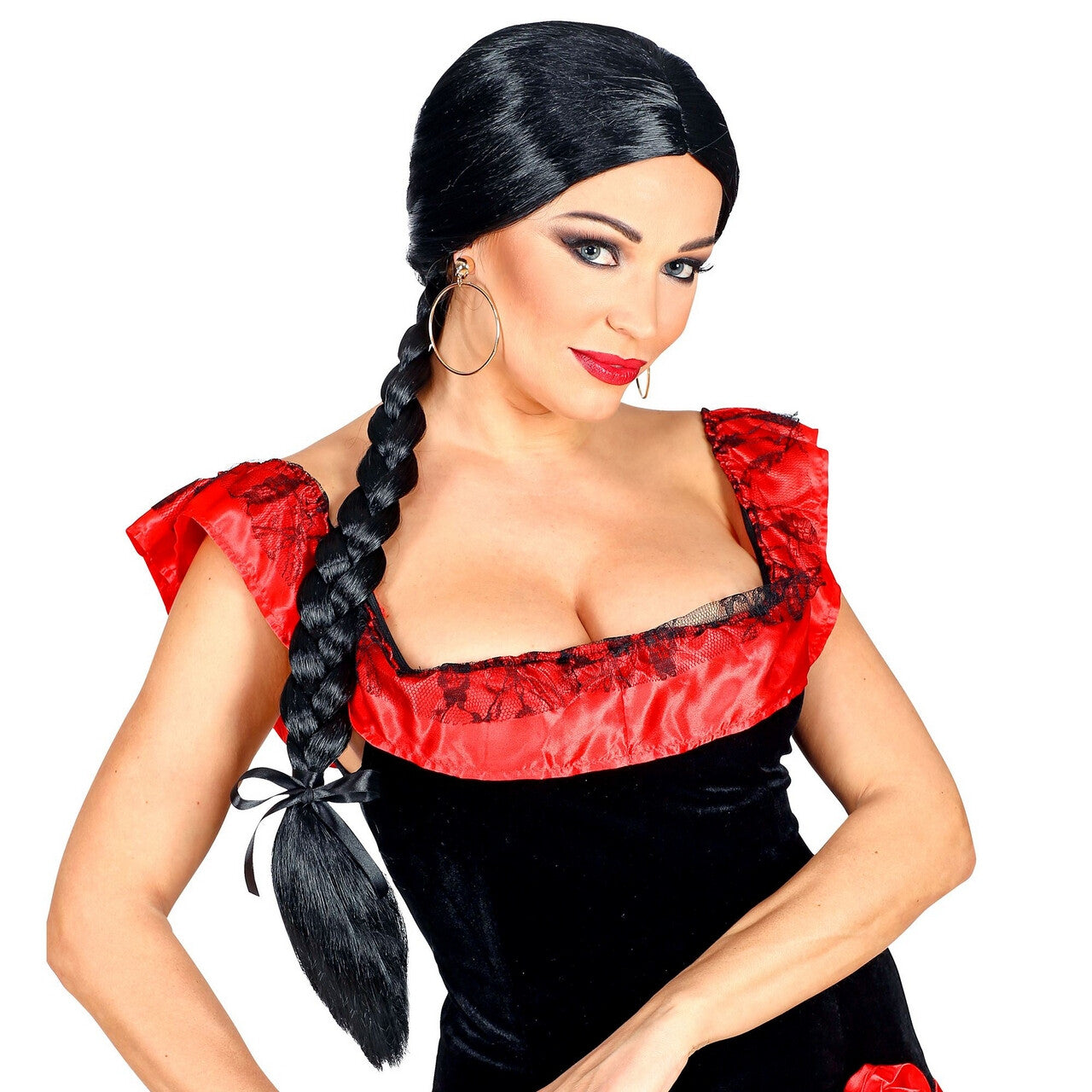 Op deze afbeelding zie je een Accessoires, van het merk Widmann. Pruik Senorita Manuela