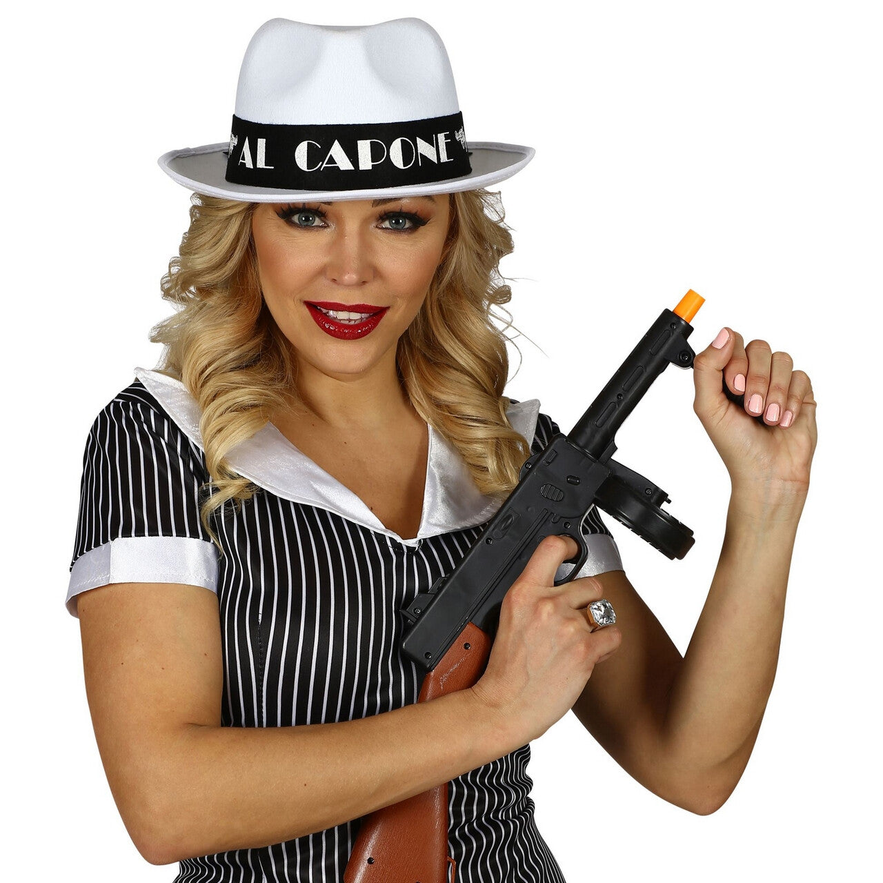Op deze afbeelding zie je een Accessoires, van het merk Widmann. Gangster Hoed Wit Al Capone