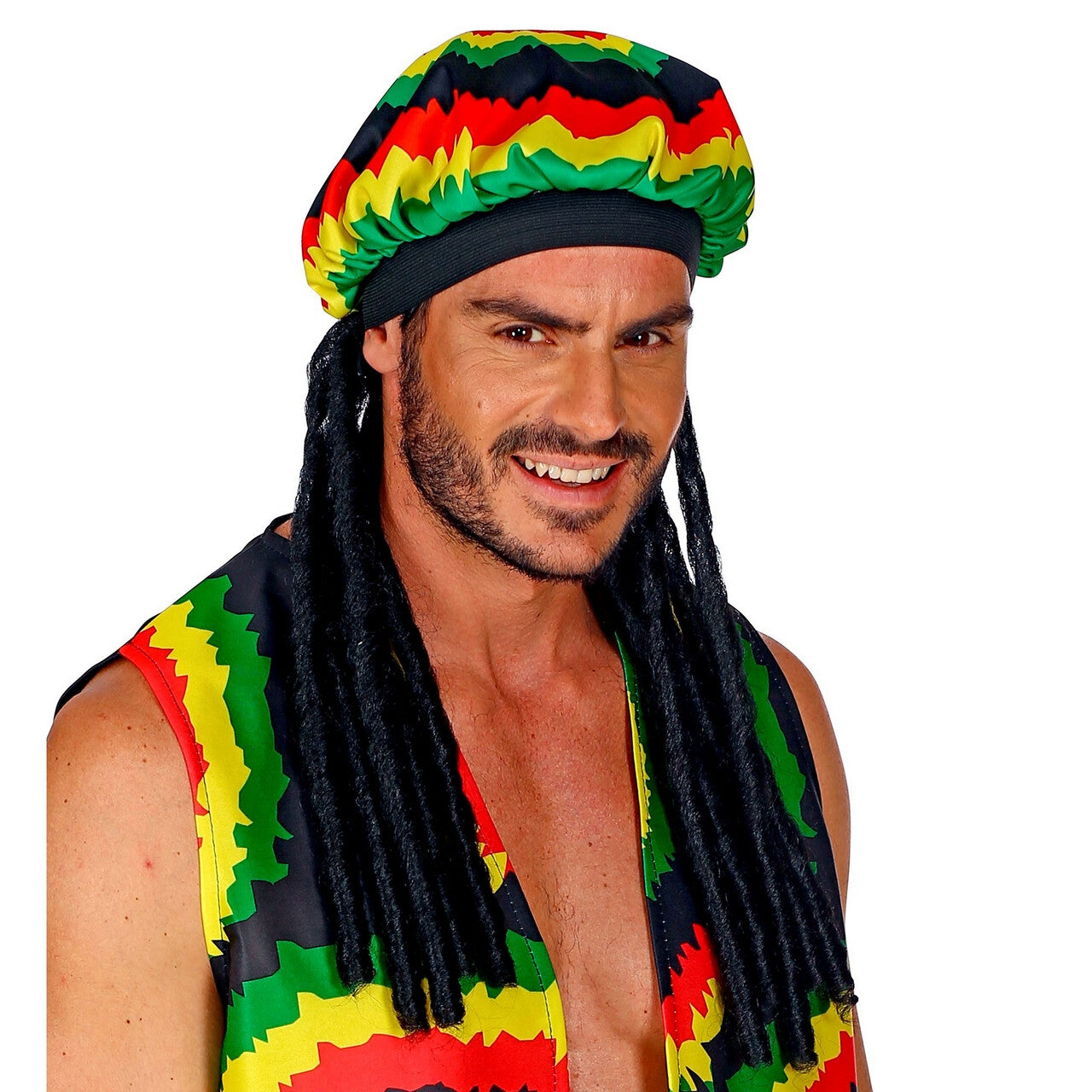 Op deze afbeelding zie je een Accessoires, van het merk Widmann. Rasta Muts Met Dreadlocks Ziggy