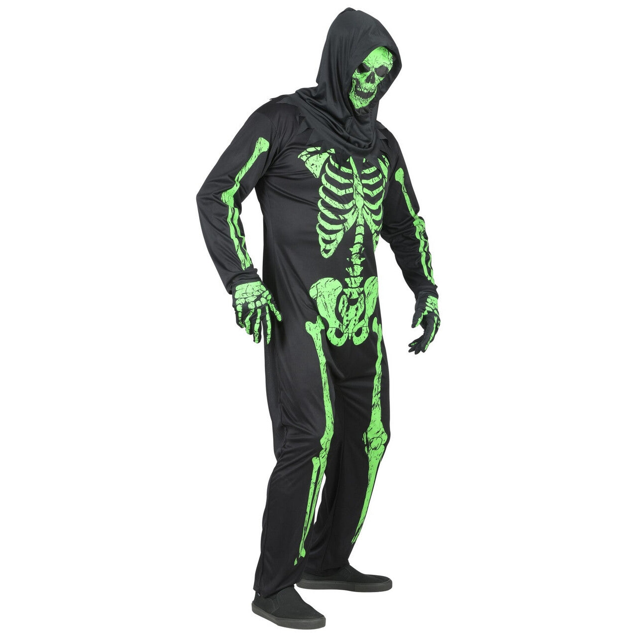 Op deze afbeelding zie je een Kostuums, van het merk Widmann. Gruwelijk Groen Neon Skelet Man Kostuum