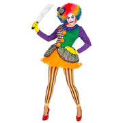 Op deze afbeelding zie je een Kostuums, van het merk Widmann. Knettergek Joker Circus Clown Vrouw Kostuum