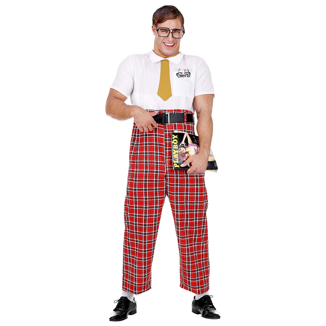 Op deze afbeelding zie je een Kostuums, van het merk Widmann. Te Slim Om Mooi Te Zijn Nerd Man Kostuum