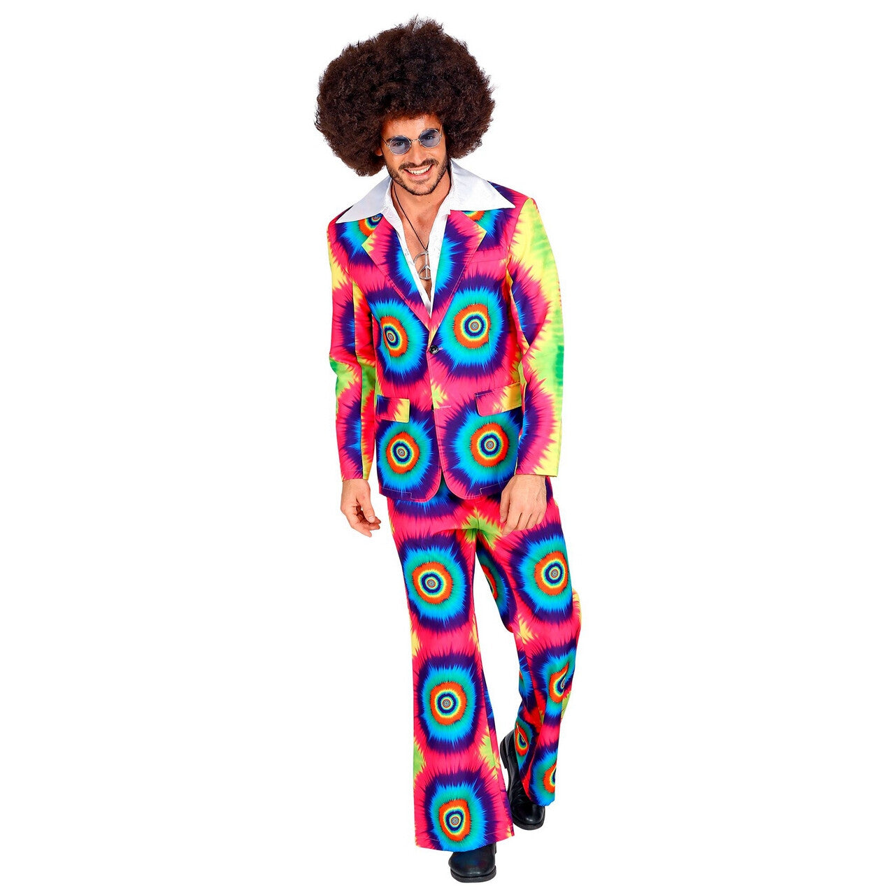 Op deze afbeelding zie je een Kostuums, van het merk Widmann. Psychedelisch Tie Dye Jaren 60 Man Kostuum