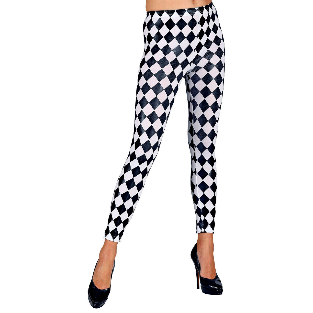 Op deze afbeelding zie je een Accessoires, van het merk Widmann. Harlekijn Legging Zwart Witte Ruit