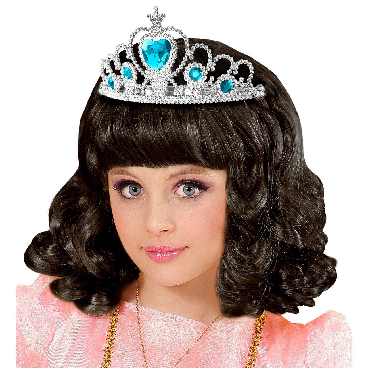 Op deze afbeelding zie je een Accessoires, van het merk Widmann. Zilveren Tiara Met Turquoise Steentjes Prinses