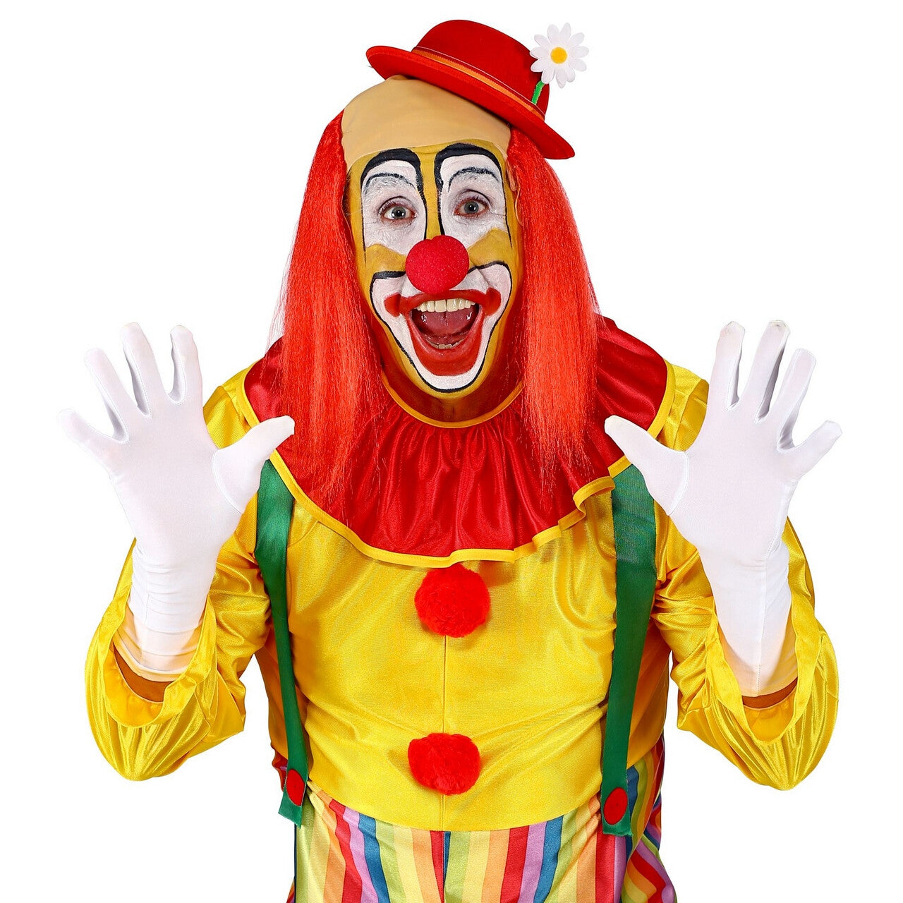 Op deze afbeelding zie je een Accessoires, van het merk Widmann. Kale Schedel Met Lang Rood Haar Clown