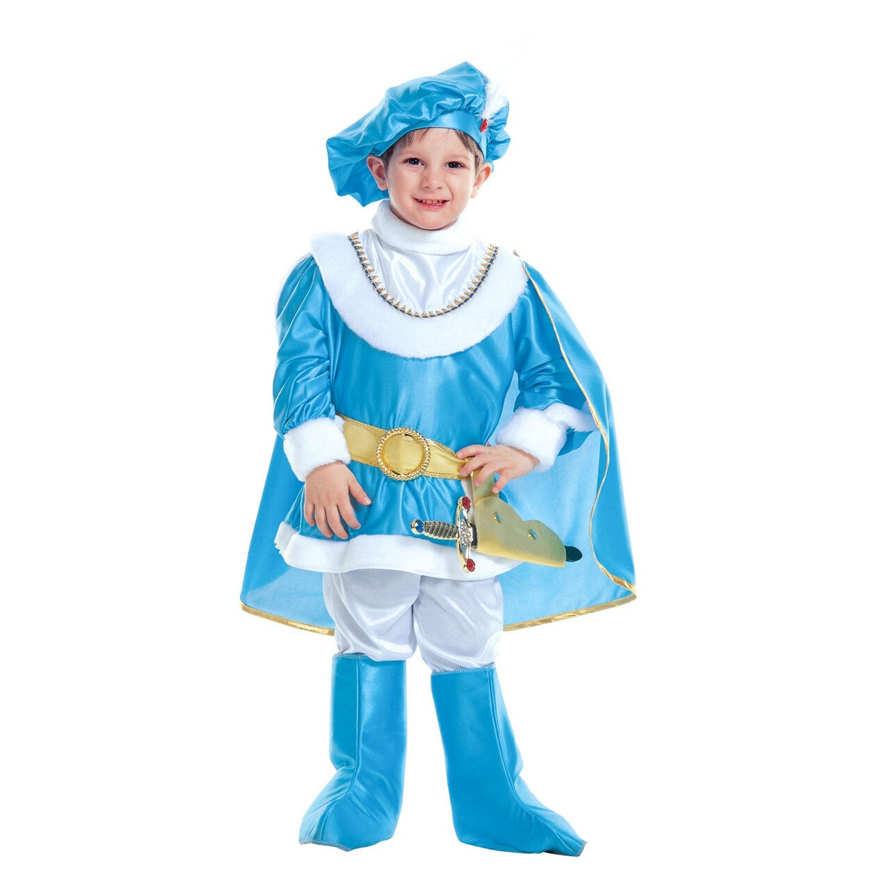 Op deze afbeelding zie je een Kostuums, van het merk Widmann. Charmante Blauwe Prins Verenigd Koninkrijk Jongen Kostuum