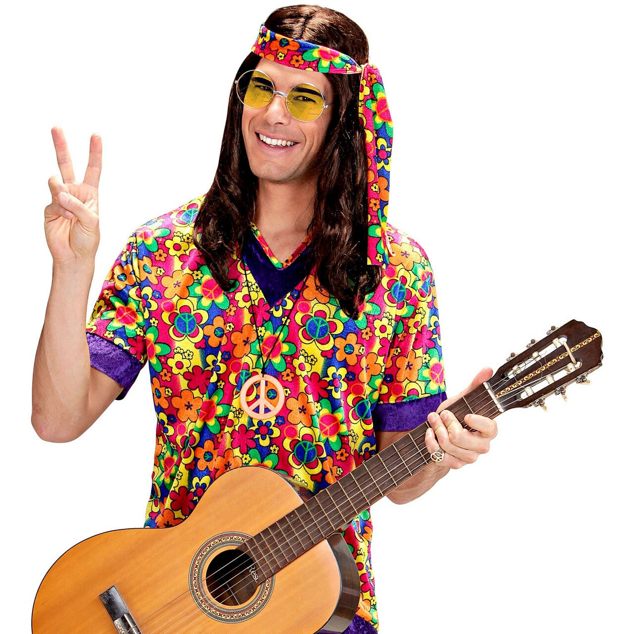 Op deze afbeelding zie je een Accessoires, van het merk Widmann. Lekker Grote Jaren 70 Bril Geel