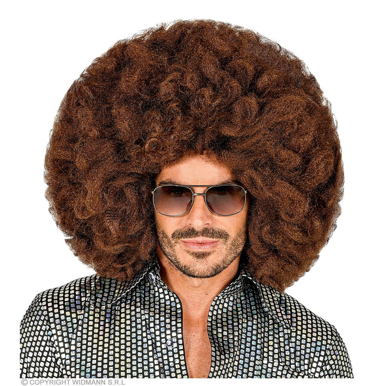 Op deze afbeelding zie je een Accessoires, van het merk Widmann. Enorm Grote Afro Pruik Bruin Bobby Ross
