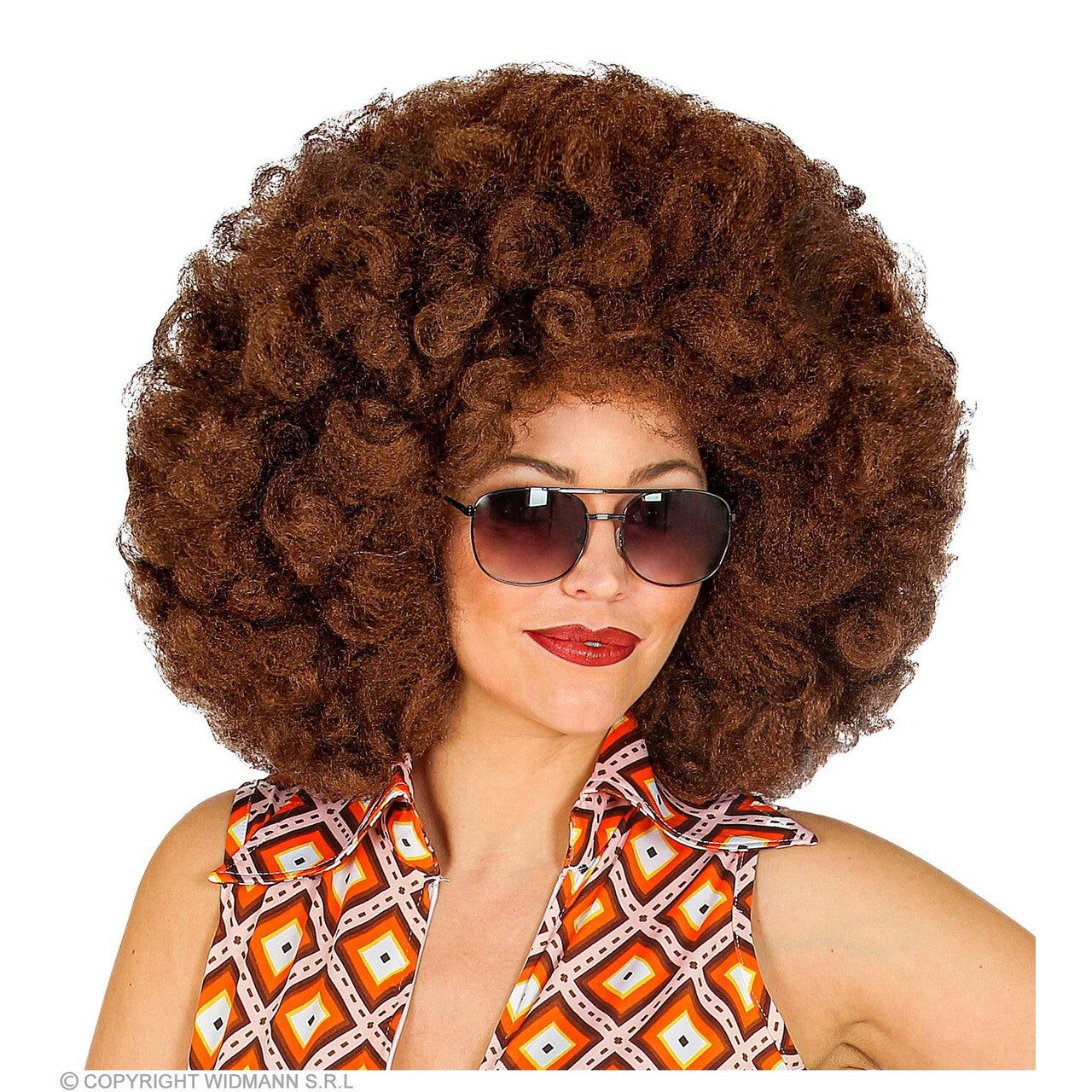 Op deze afbeelding zie je een Accessoires, van het merk Widmann. Enorm Grote Afro Pruik Bruin Bobby Ross