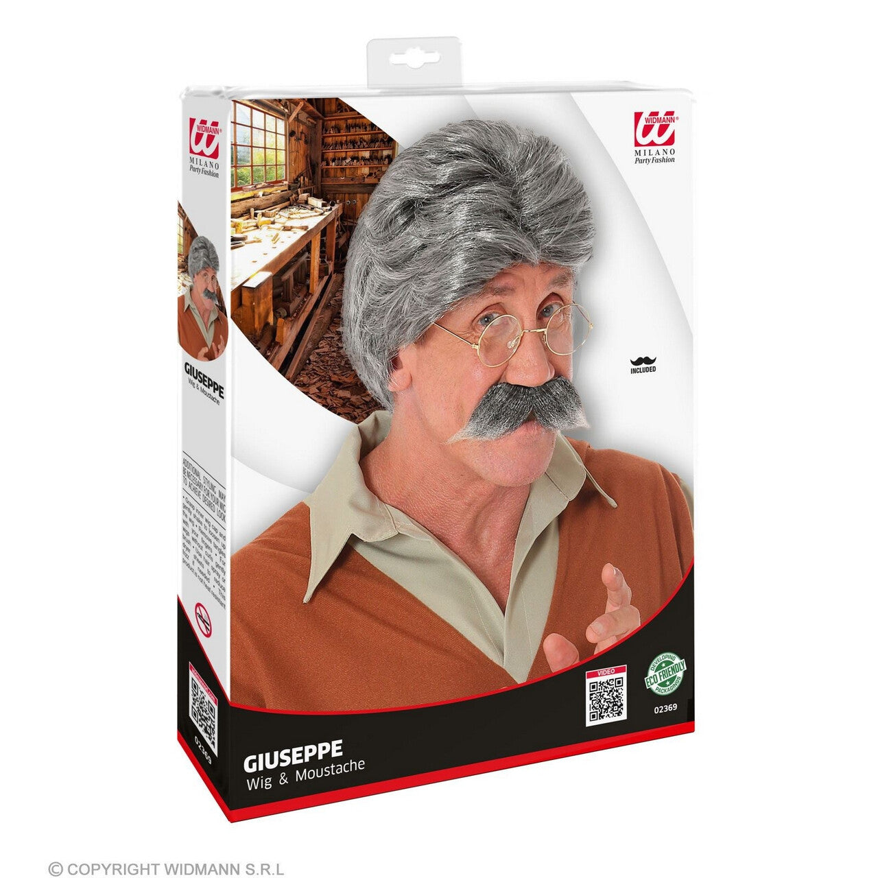 Op deze afbeelding zie je een Accessoires, van het merk Widmann. Oude Poppenmaker Gepetto Pruik En Snor