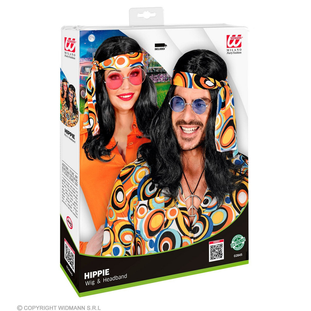 Op deze afbeelding zie je een Accessoires, van het merk Widmann. 70sdisco Pruik Met Hoofdband Zwart