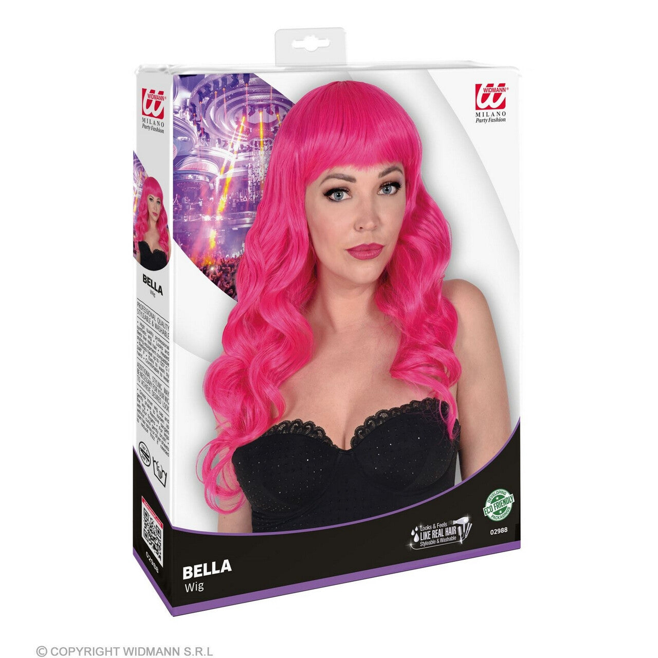 Op deze afbeelding zie je een Accessoires, van het merk Widmann. Pruik Bella Von Fontasia, Felroze